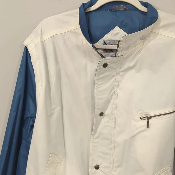 Vintage Members Only Jacket‎ size 46 White Blue 3 in 1 Convertible Vest - Picture 3 of 16